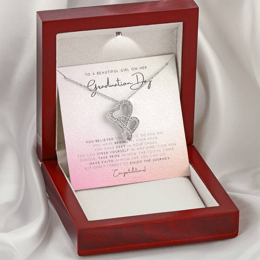 Graduation Necklace For Her College Graduation Gift High School Senior Graduation Master Mba Phd Class Of 2021 Double Hearts Necklace