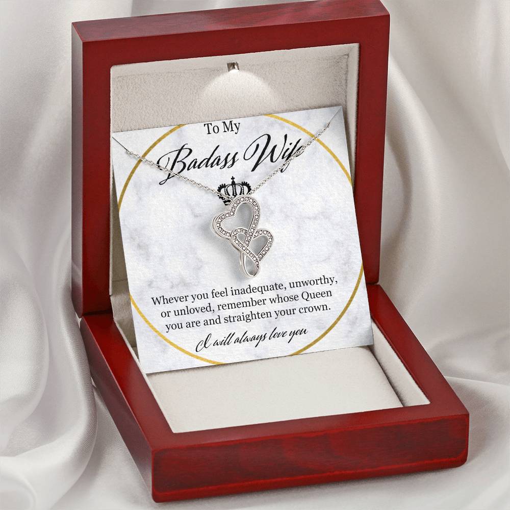 To My Badass Wife Double Hearts Necklace