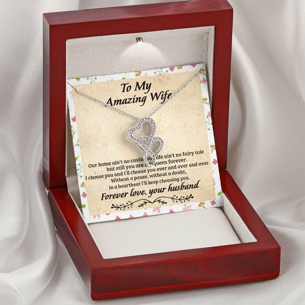 To My Amazing Wife Necklace - Gift For Wife - Still Choose You -  Forever Love Necklace - To My Wife Necklace Gift Ann Double Hearts Necklace