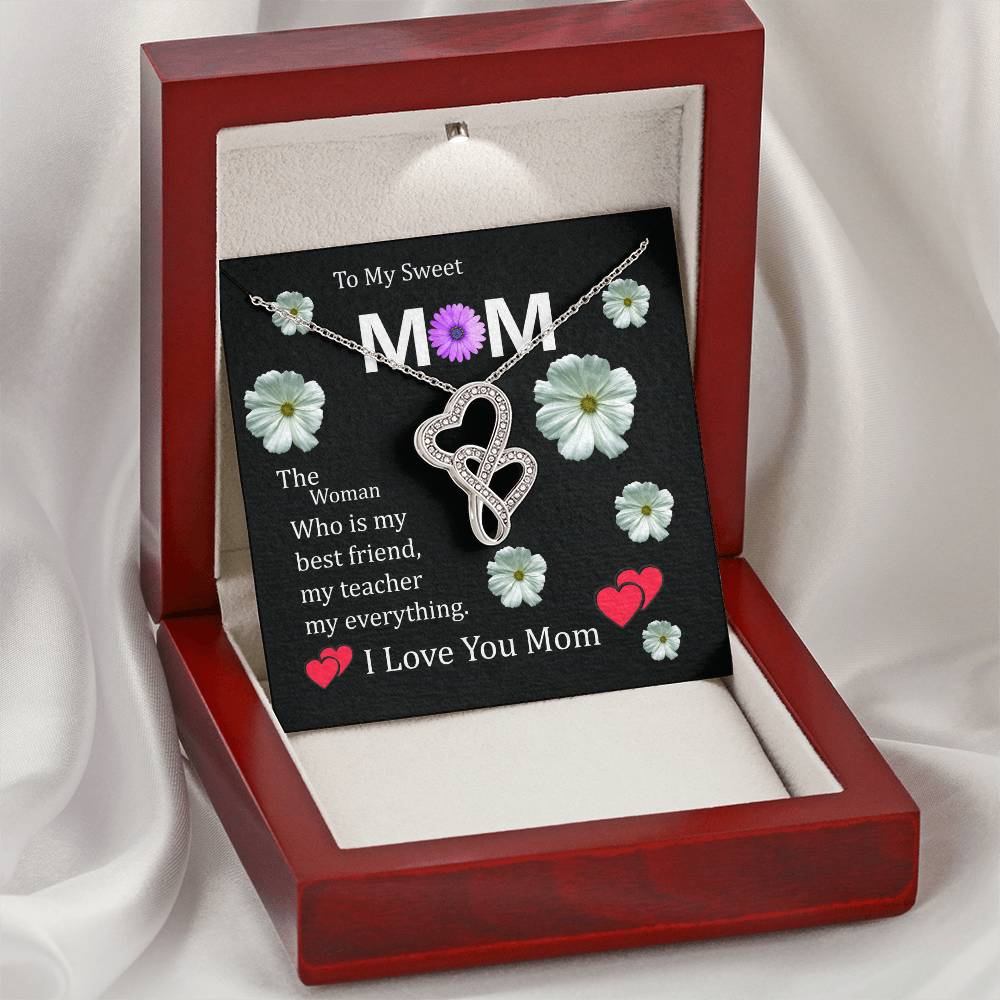 To My Mom Double Hearts Beautiful Necklace Gift For Mom Double Hearts Necklace