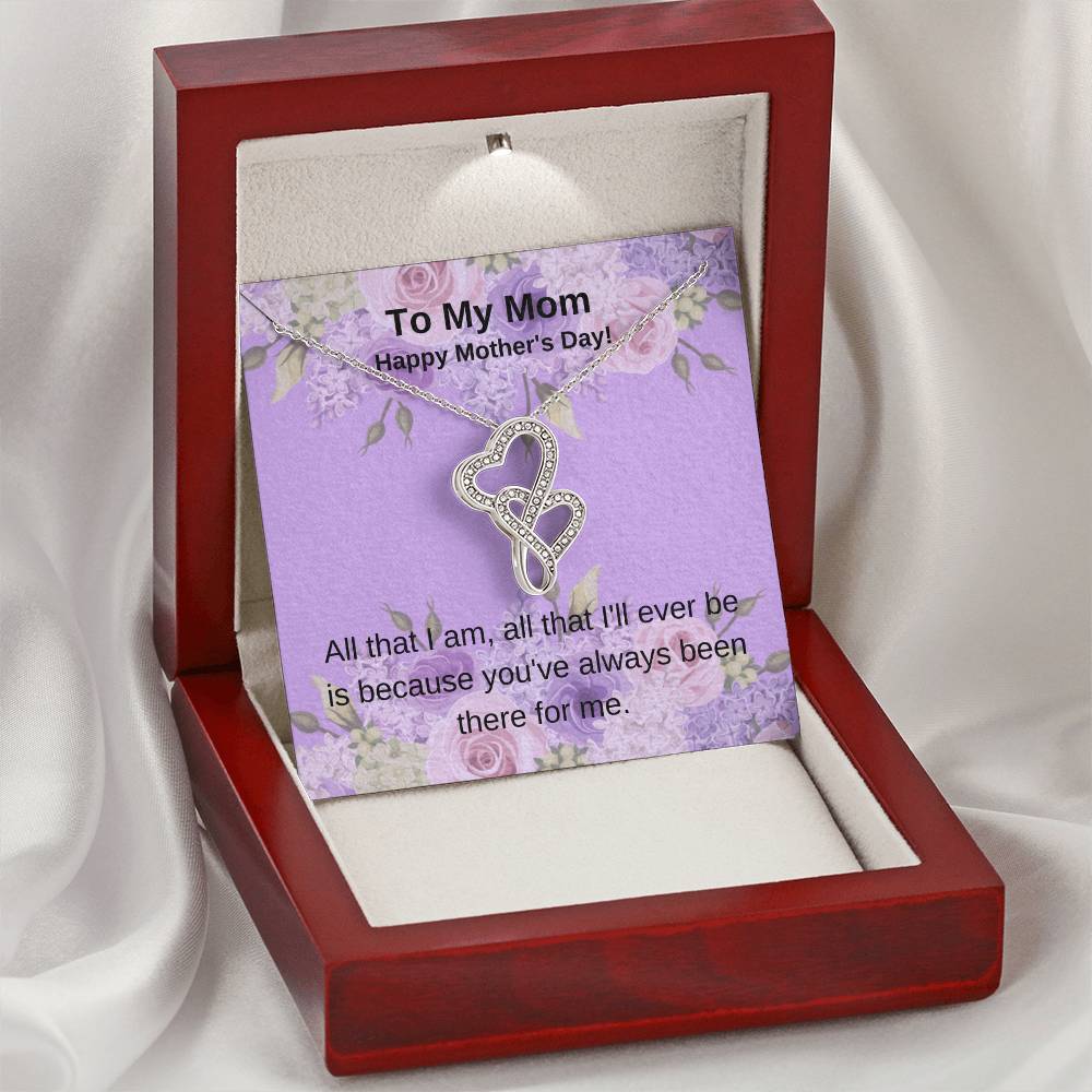 To My Mom Roses Double Hearts Necklace