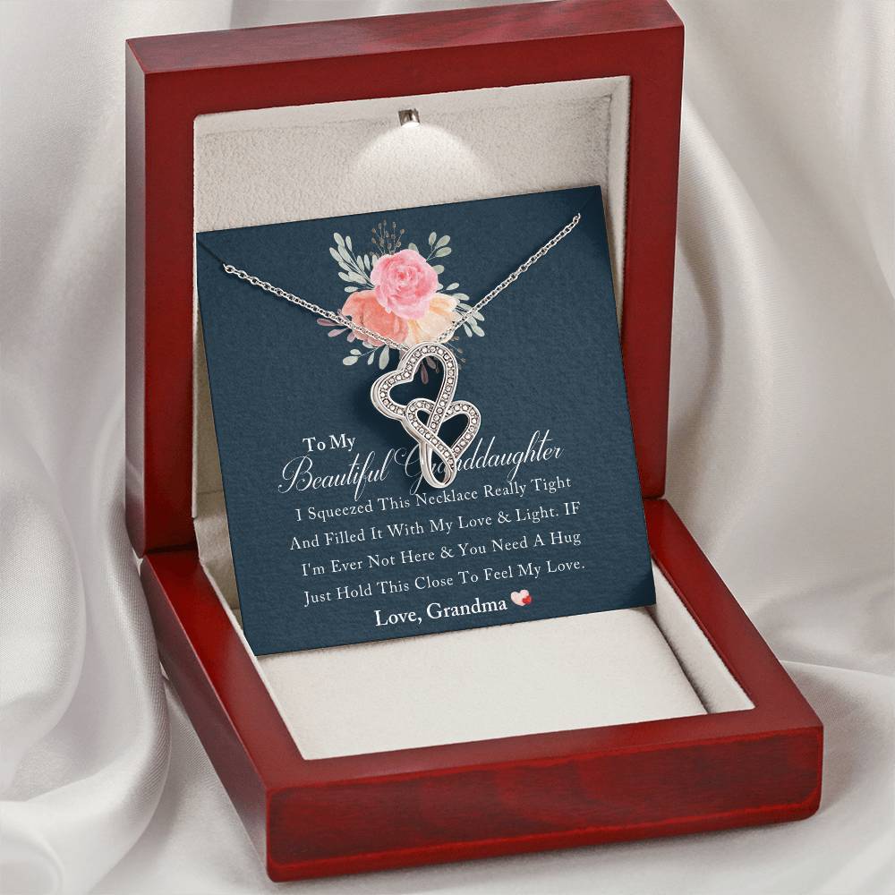 To My Beautiful Granddaughter Love And Light Heart Necklace -  Mother And Daughter Necklace - Mom Gift - Mother Jewelr Double Hearts Necklace