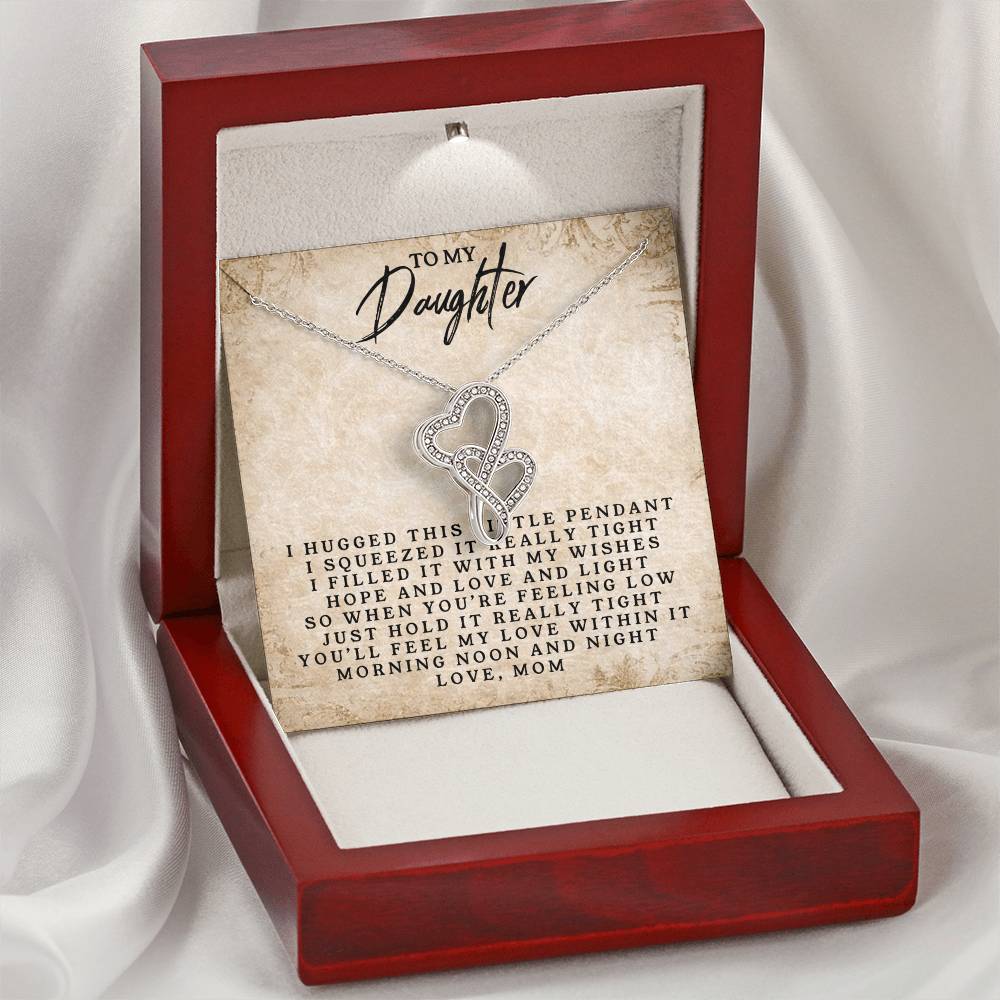 To My Daughter - Love Mom - ❤ Double Hearts Necklace