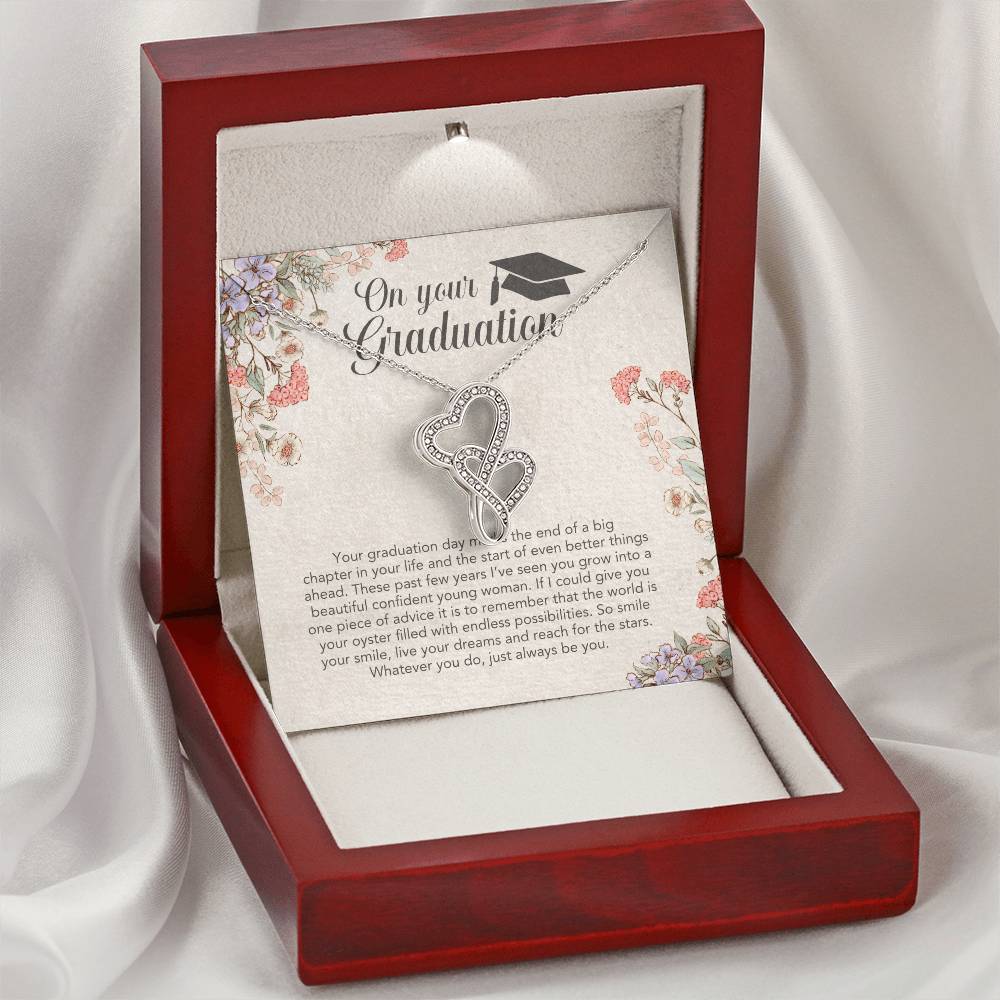 Congratulations I Am So Proud Of You Birthstone Necklace - Graduation Gift Necklace Graduation Gift For Her College Gr 1 Double Hearts Necklace