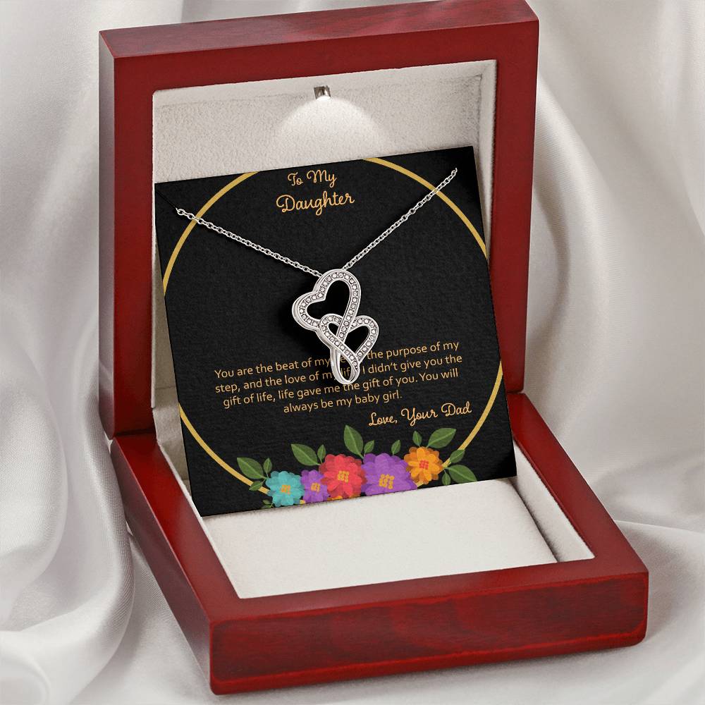 To My Daughter You Are The Beat Of My Heart - Love Dad Double Hearts Necklace