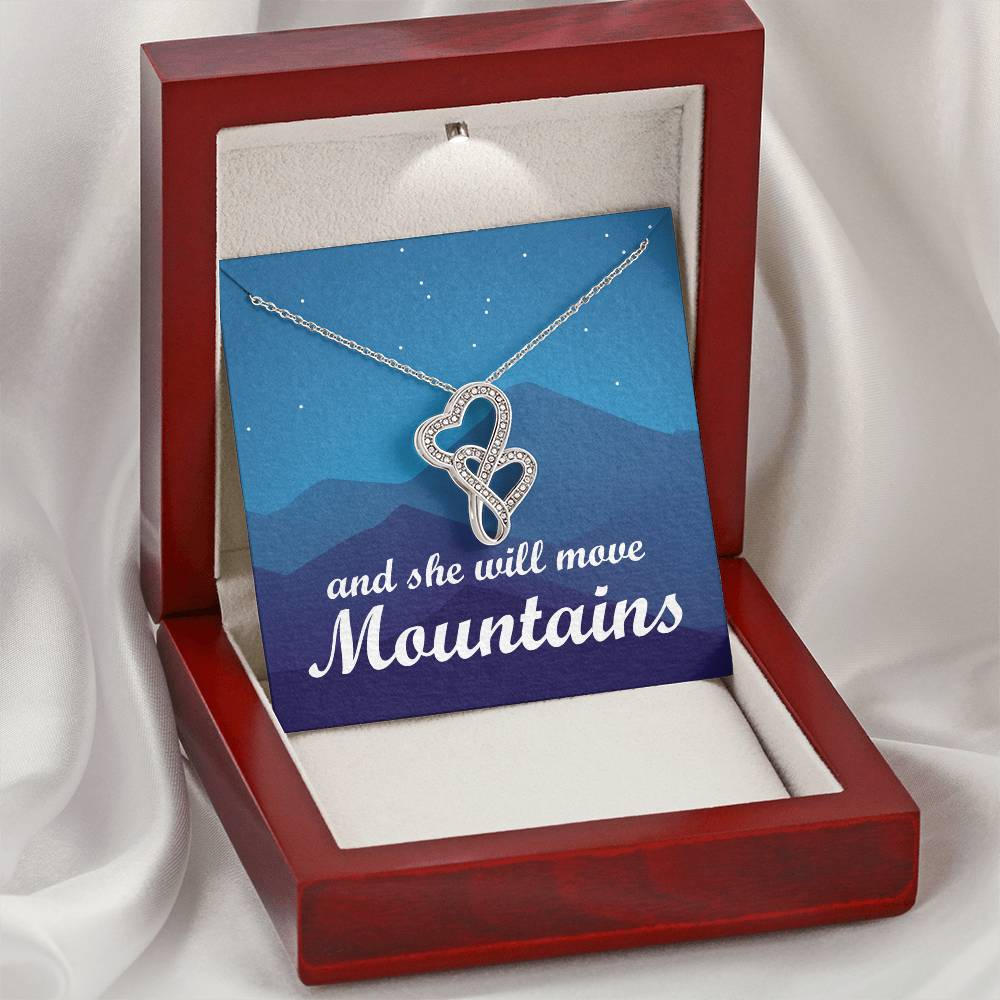 Graduate - She Will Move Mountains Double Hearts Necklace