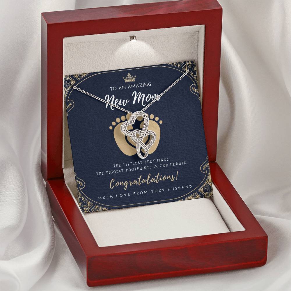 Gift For Pregnant Wife  Mom To Be Gift  New Mommy Necklace  To Mommy To Be  New Mom Jewelry    B Double Hearts Necklace