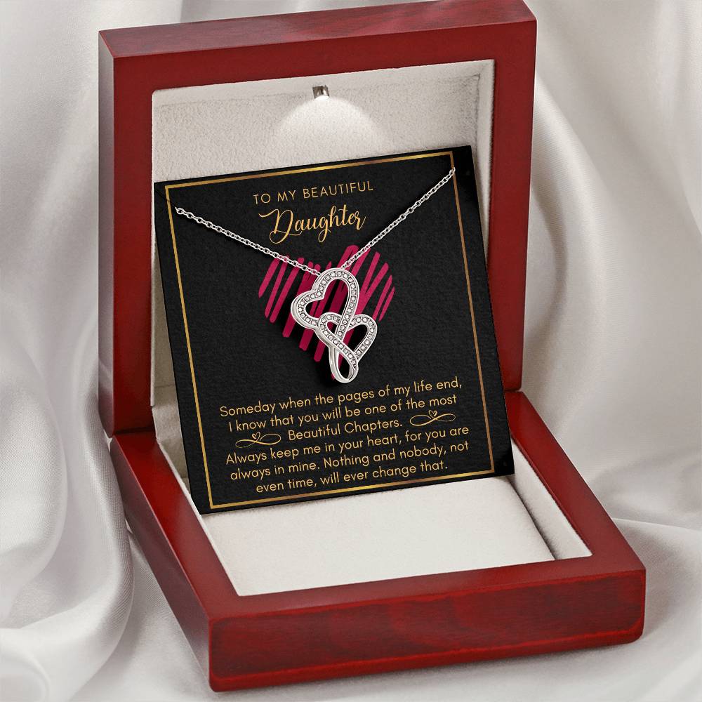 Daughter Most Beautiful Chapters Double Heart Necklace Double Hearts Necklace