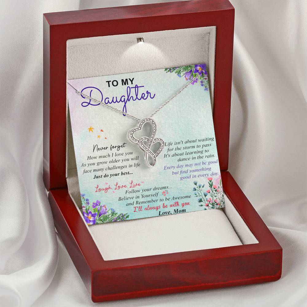 To My Daughter -  5 Double Hearts Necklace