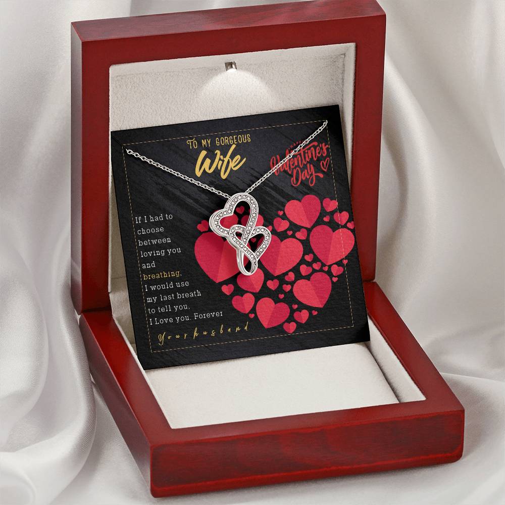 For Gorgeous Wife Double Hearts Necklace