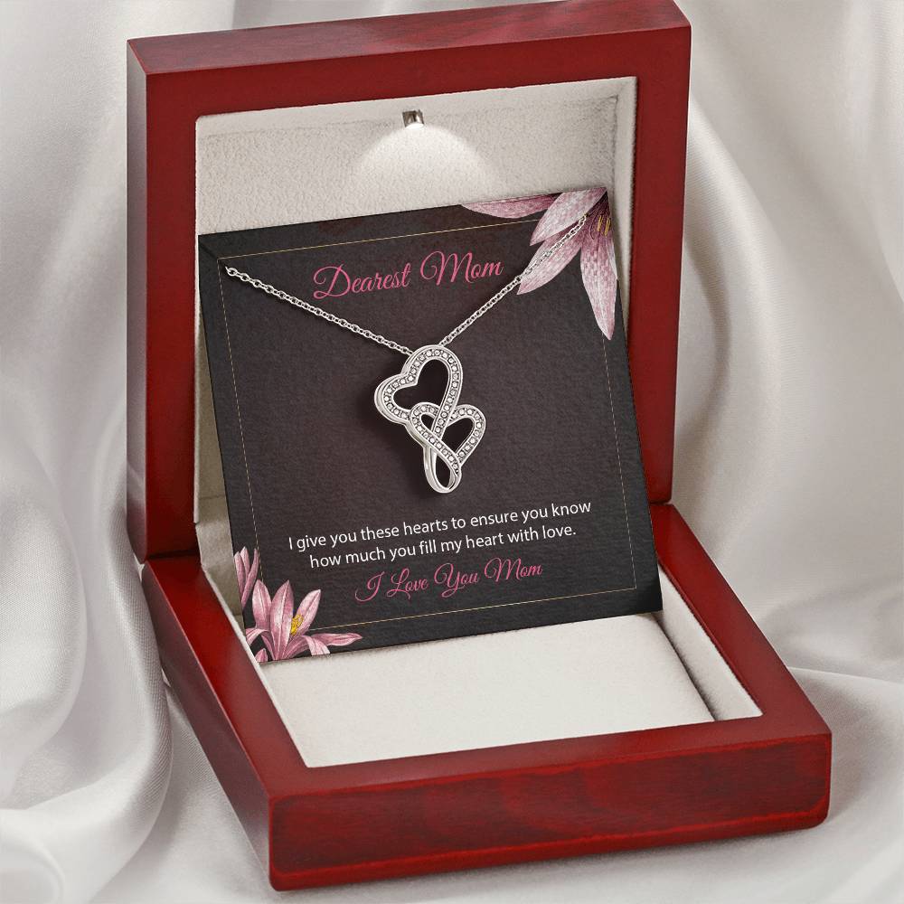 Beautiful Mother's Day Hearts Necklace Pendant Double Hearts Necklace
