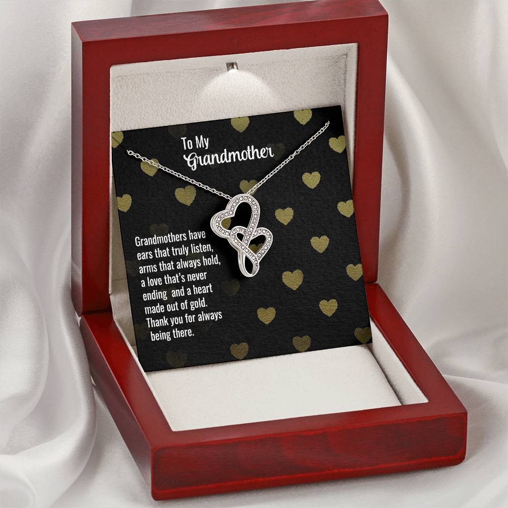 To My Grandmother -  Double Hearts Necklace