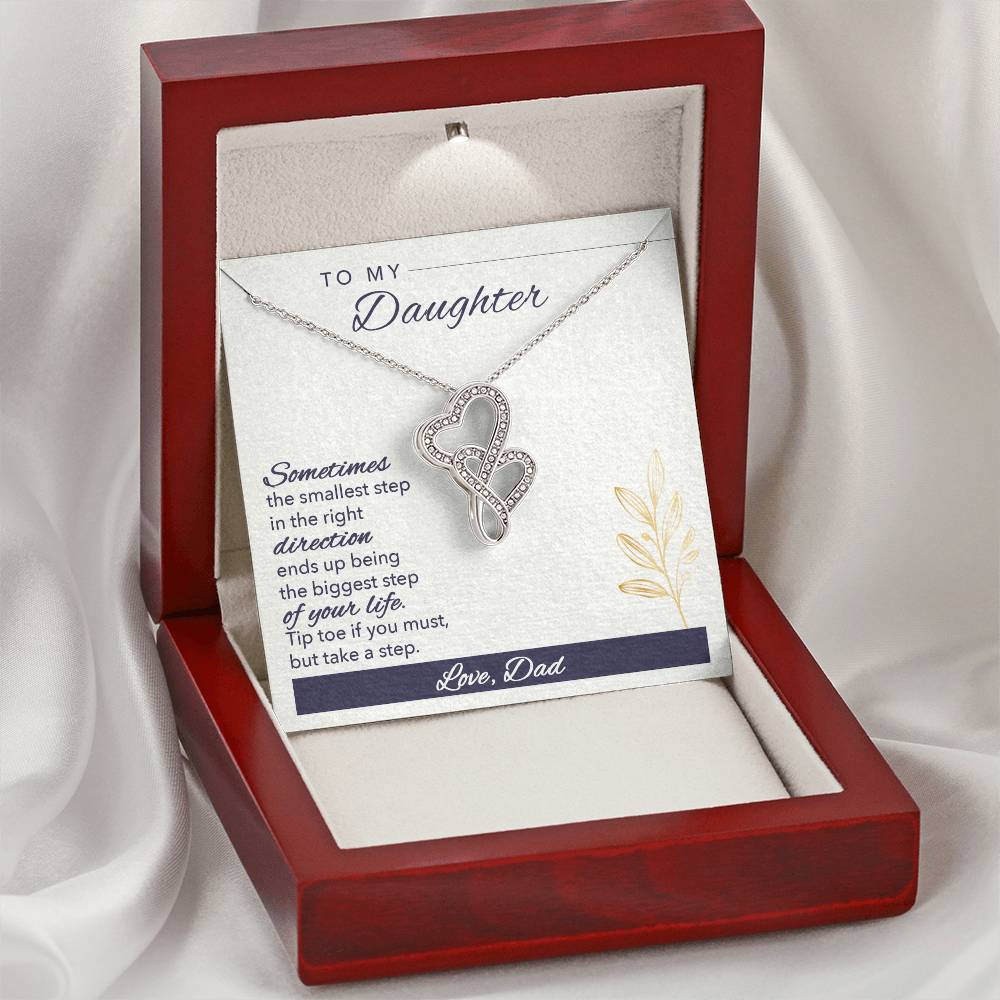 To My Daughter Never Forget I Love You Necklace - Gift For Daughter From Dad - Daughter Father Necklace - Daughter Gif Double Hearts Necklace
