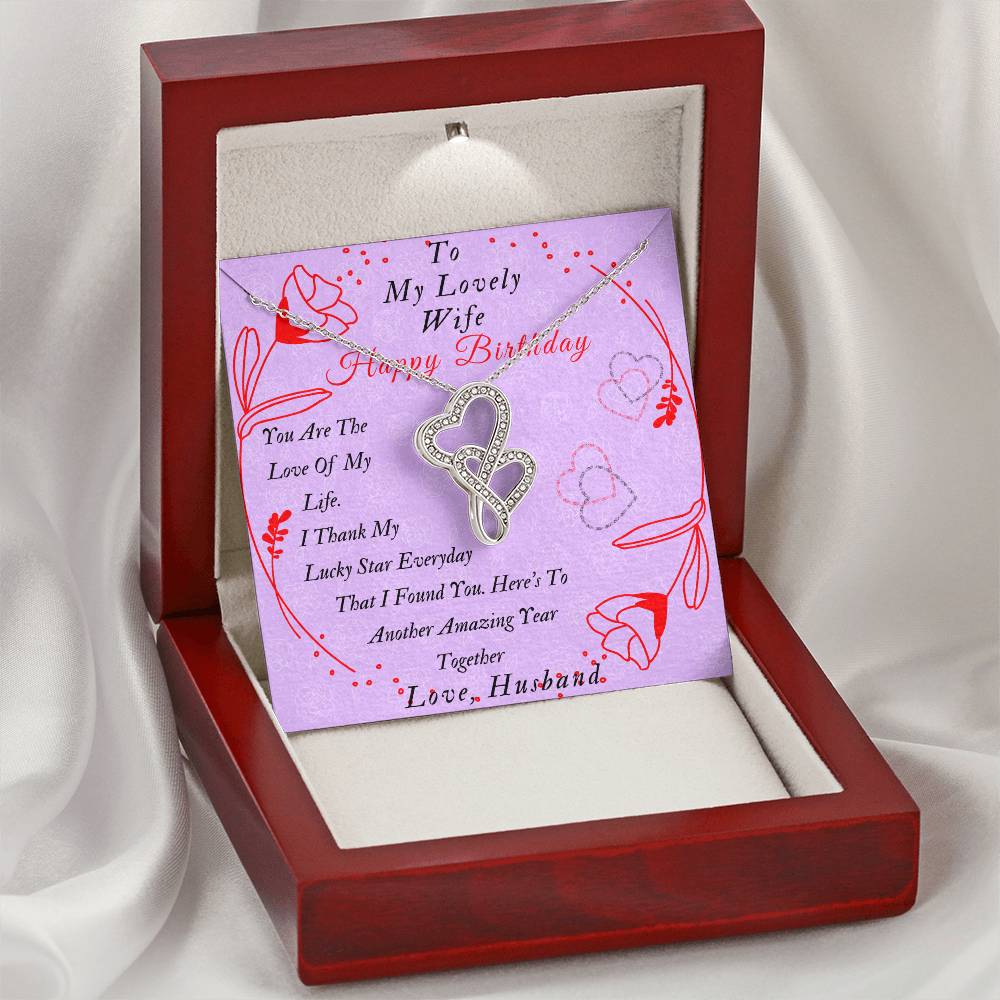 To My Lovely Wife- ! Birthday Gift For Wife Perfect Gift For Wife On Her Birthday Jewelry For He Double Hearts Necklace