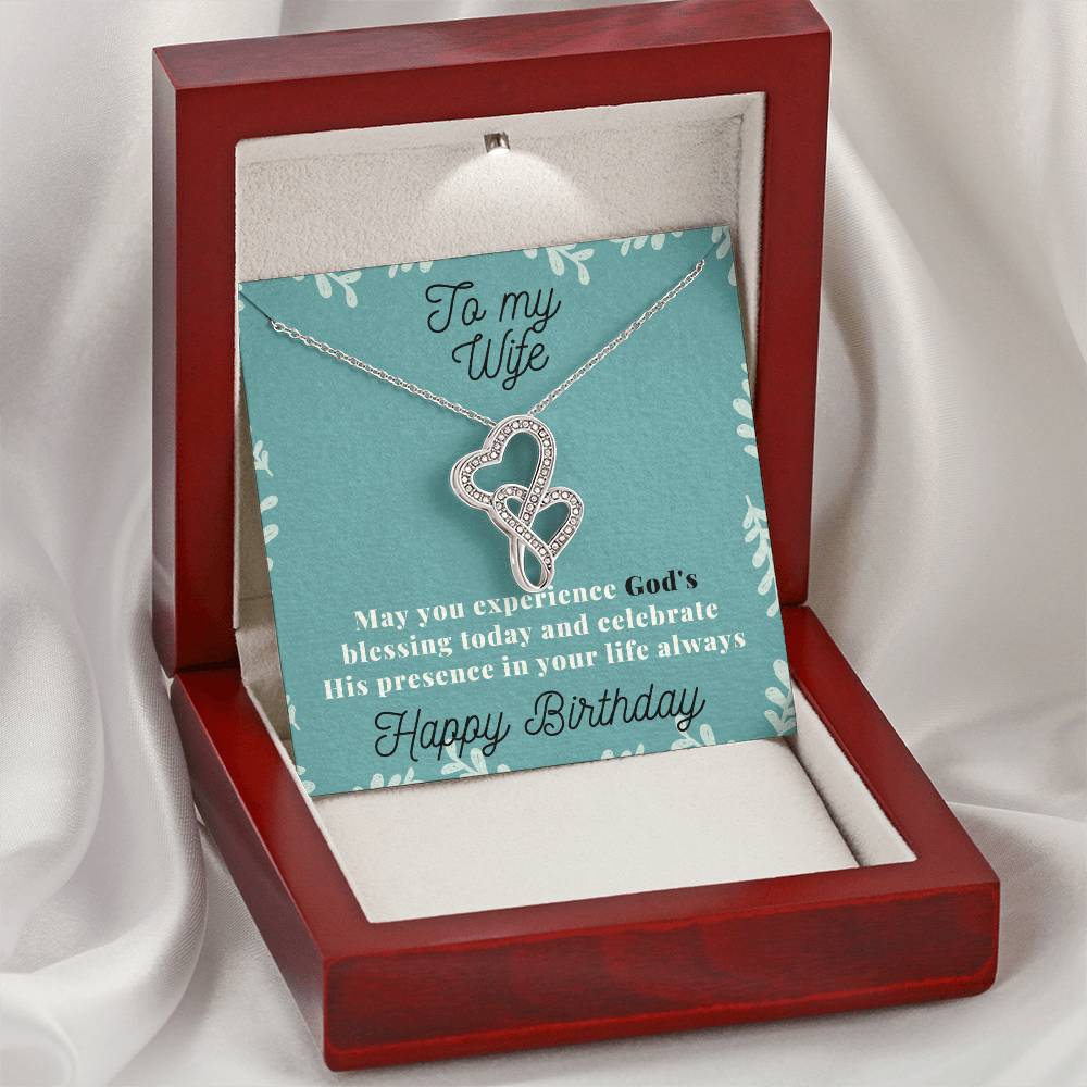 To My Wife Necklace - Gift For Wife Birthday Marriage - Wife Necklace From Husband Anniversary Necklace For Wife Wife  Double Hearts Necklace