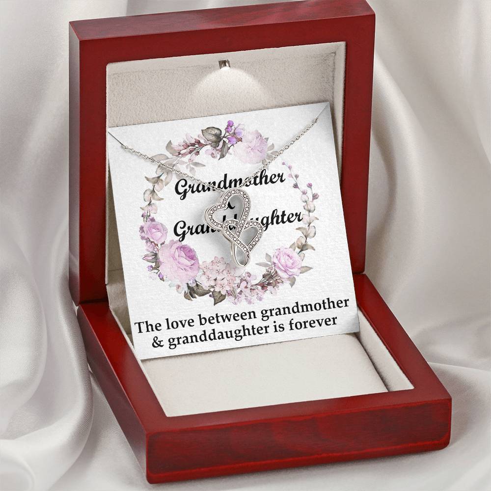 The Love Between Grandmother And Granddaughter Is Forever - Best Gift For Granddaughter Double Hearts Necklace