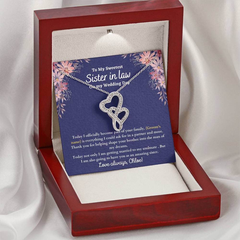 Sister In Law On My Wedding Day - Double Heart Double Hearts Necklace