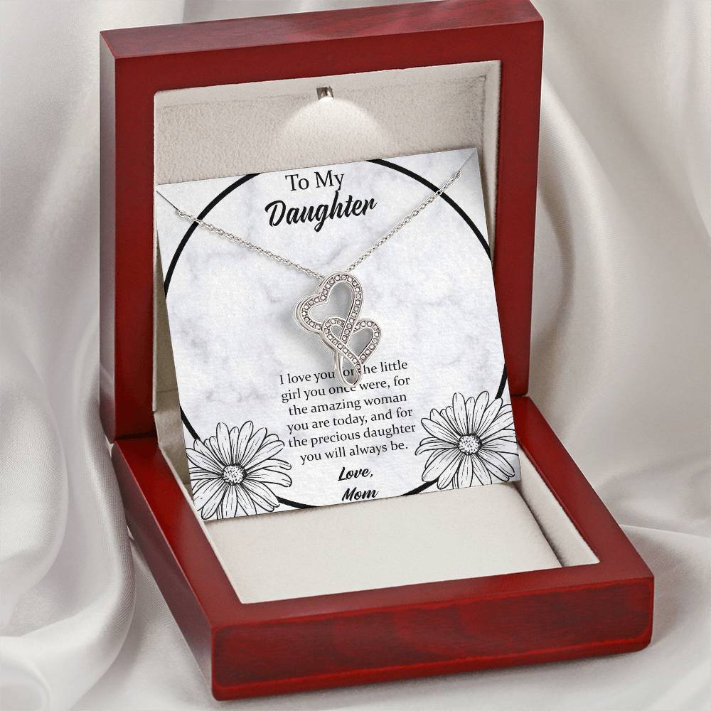 To My Daughter I Love You For The - Love Mom Double Hearts Necklace