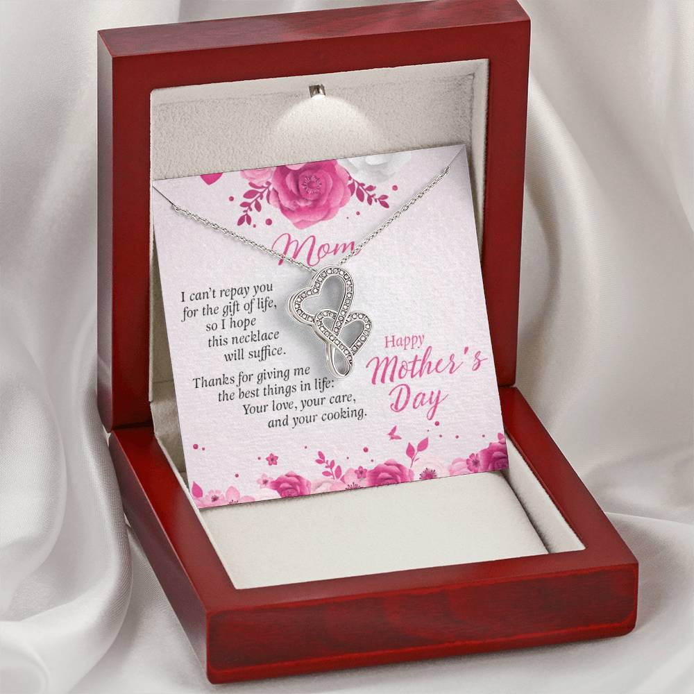 To My Mom Necklace Double Hearts Necklace