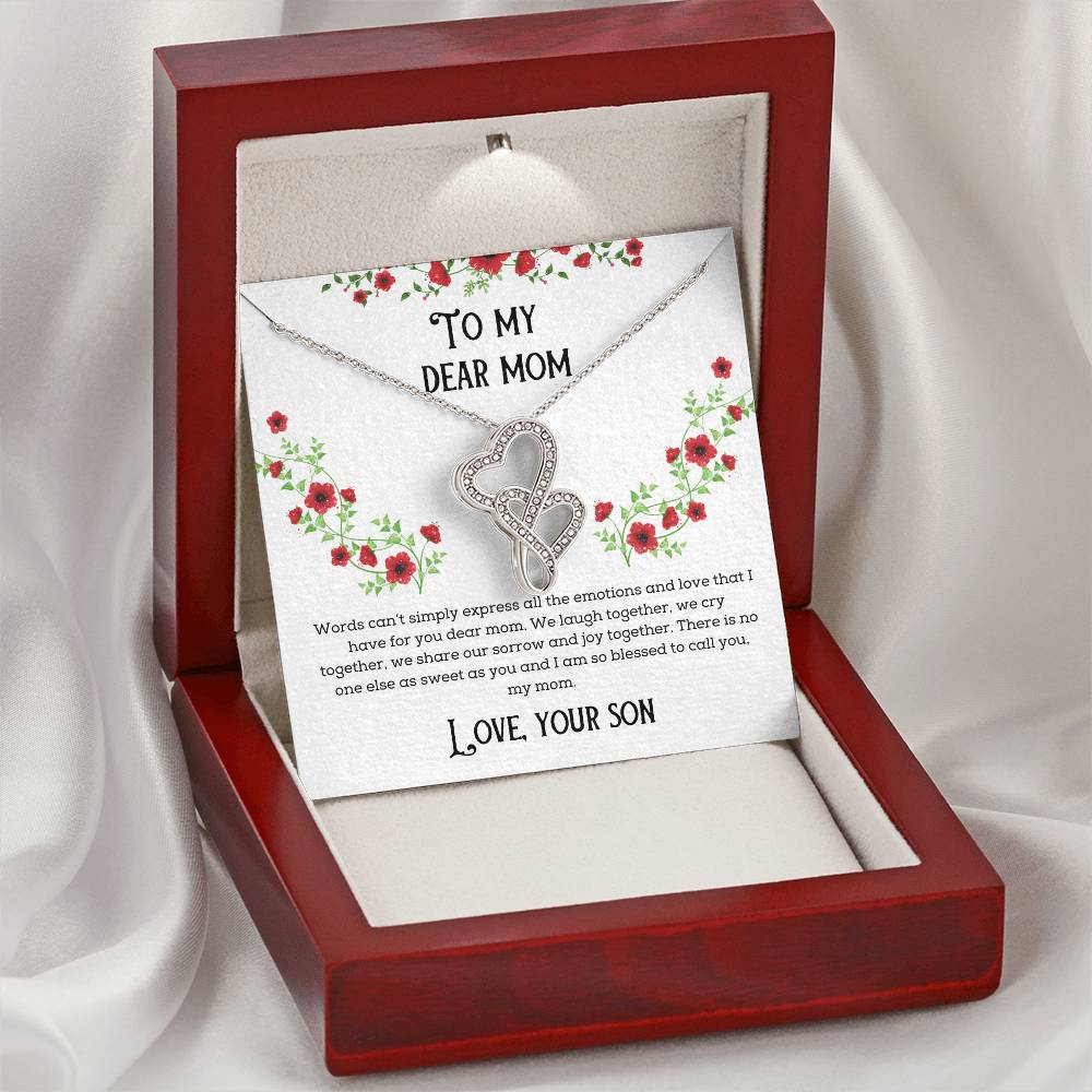 To My Dear Mom Happy Mother's Day Double Hearts Necklace