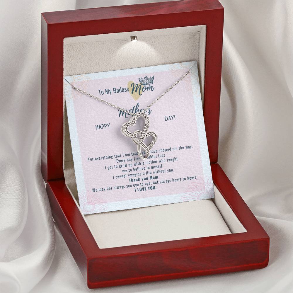 To My Badass Mom On Mother's Day  Double Hearts Necklace