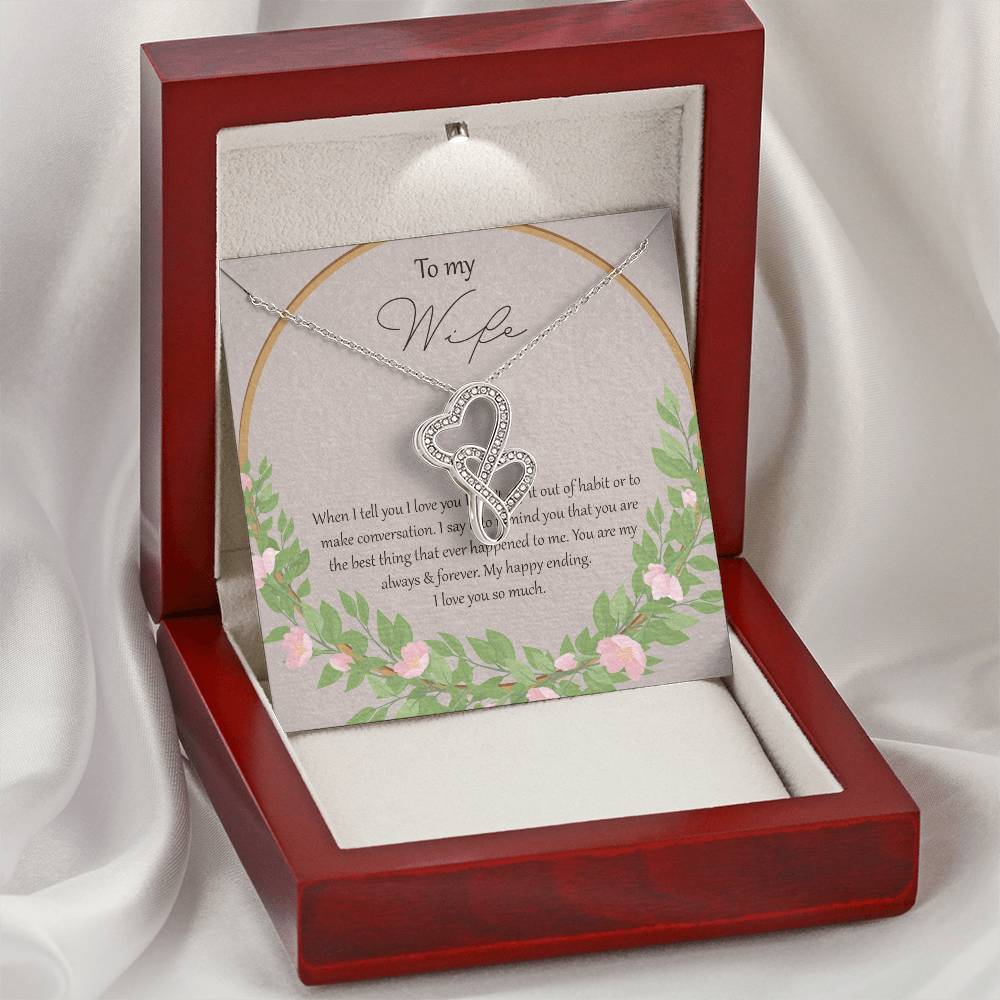 To My Wife When I Fell In Love With You - Floral Double Hearts Necklace