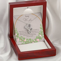 To My Wife When I Fell In Love With You - Floral Double Hearts Necklace