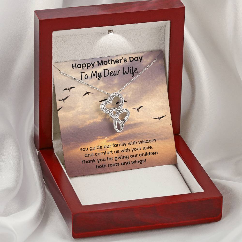 Happy Mother's Day To My Dear Wife Double Hearts Necklace