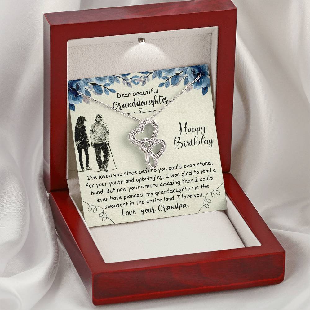 To My Precious Granddaughter Double Hearts Necklace