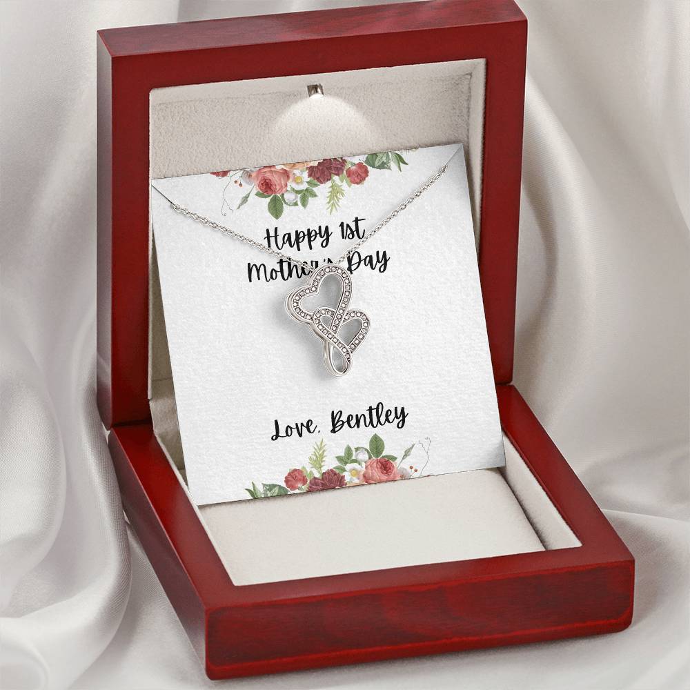 Personalized Happy 1St Mother's Day For K. Niesen Double Hearts Necklace