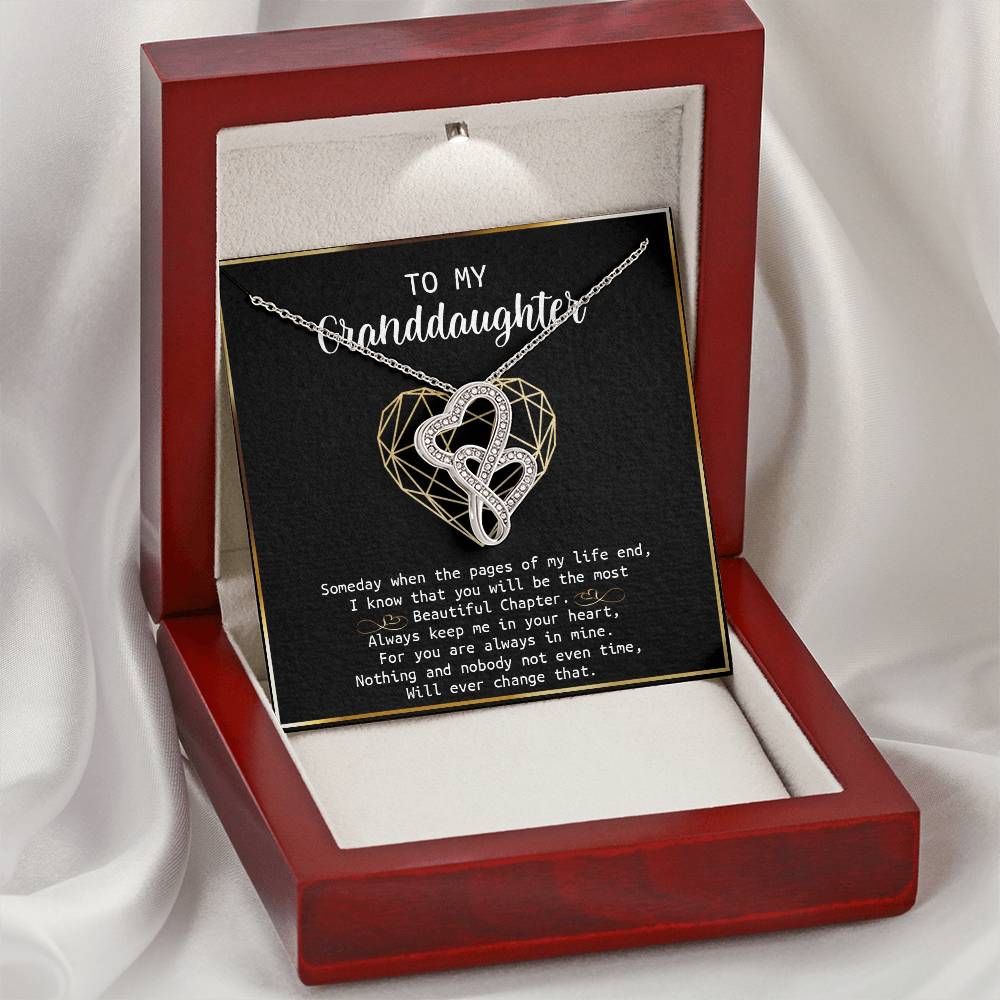 To My Granddaughter - I Love You Message - Tmg05 Double Hearts Necklace