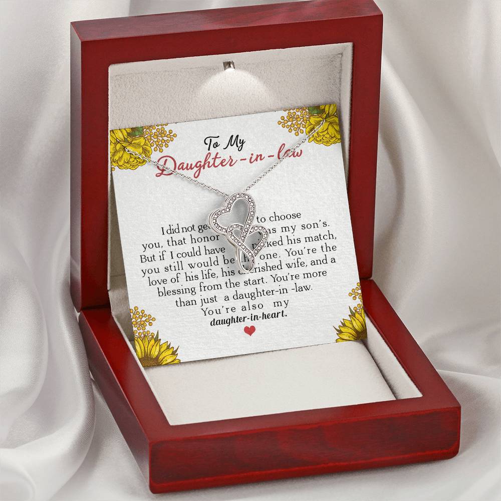 To My Daughter-In-Law You're Also My Daughter In Heart  2 Double Hearts Necklace