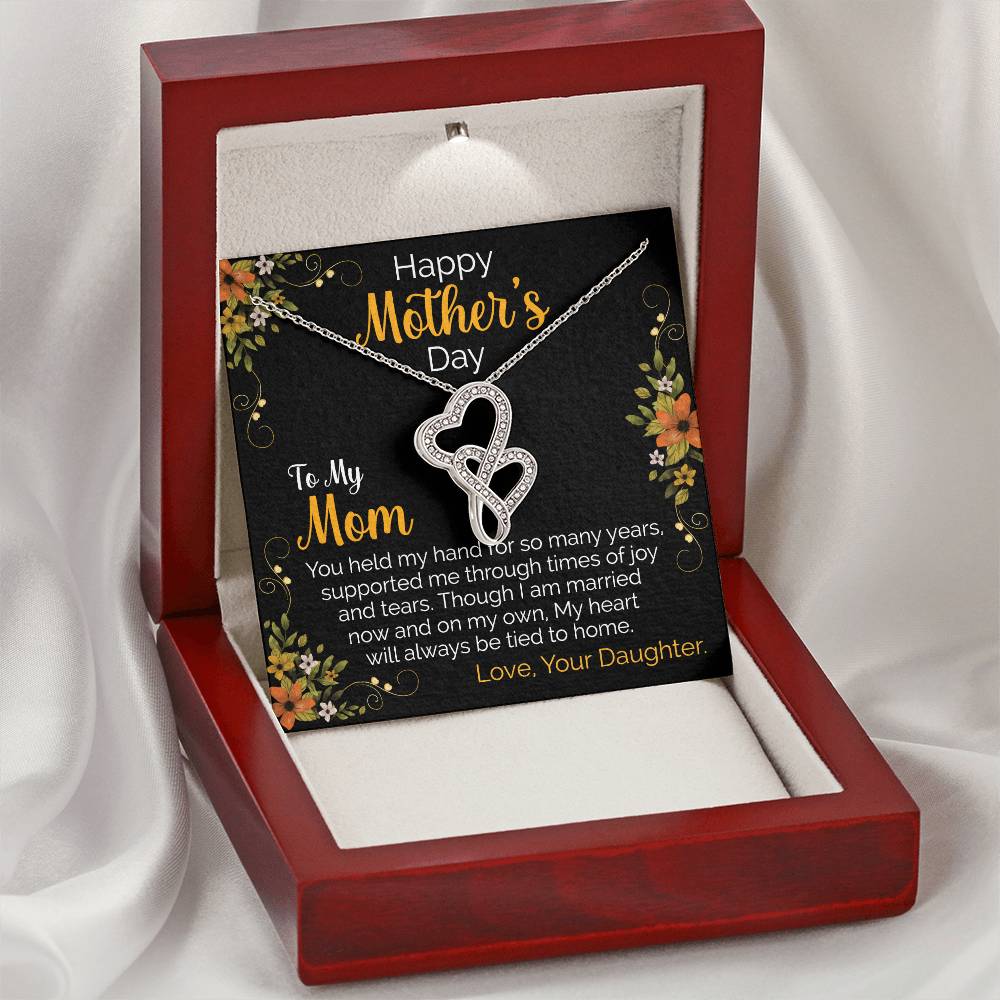 Happy Mother's Day 1 Double Hearts Necklace