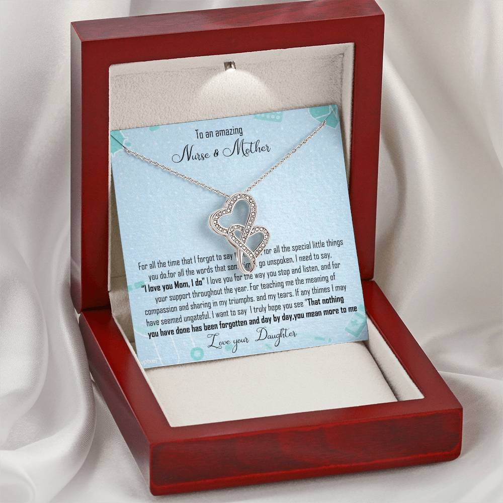Nurse Mom Gift Double Heart Necklace Gift For Nurse Mother Double Hearts Necklace