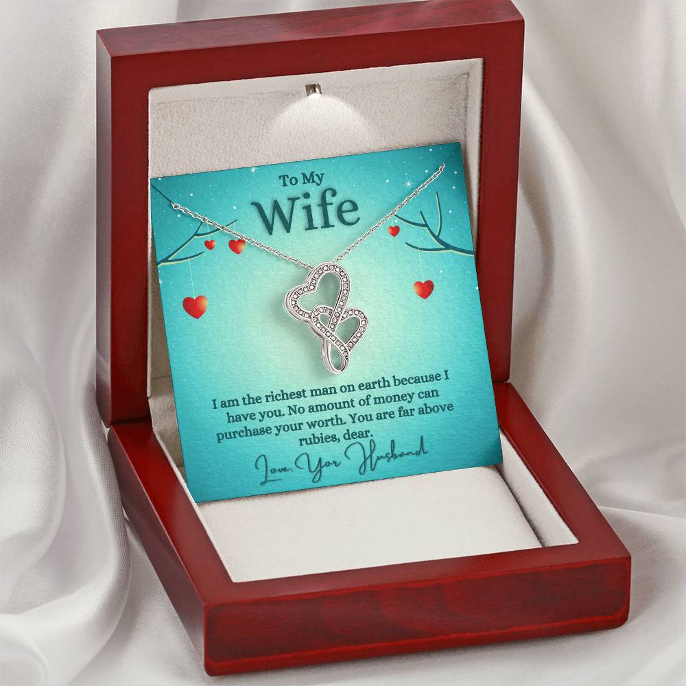 Husband To Wife - Necklace For Gift Double Hearts Necklace