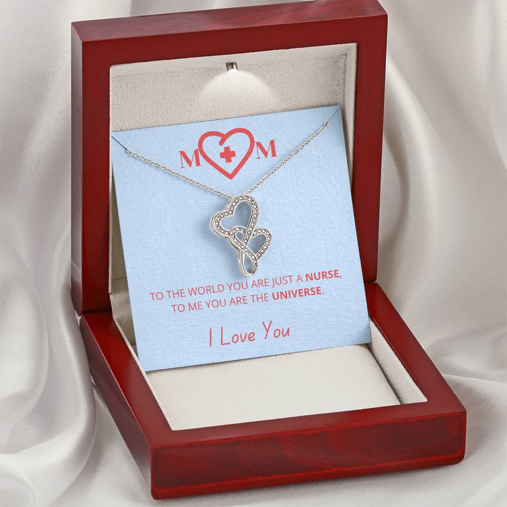 My Nurse Mom I Love You - Necklace Double Hearts Necklace
