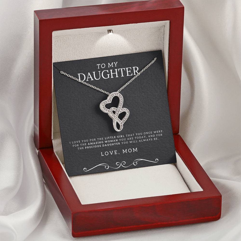 To My Daughter - Double Heart Necklace Gift - Gifts For Daughter Gifts For Her - Birthday Gifts - Daughter Gift - To M Double Hearts Necklace