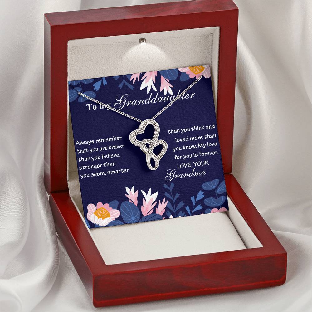My Love For You Is Forever - Amazing Gift For Granddaughter Double Hearts Necklace