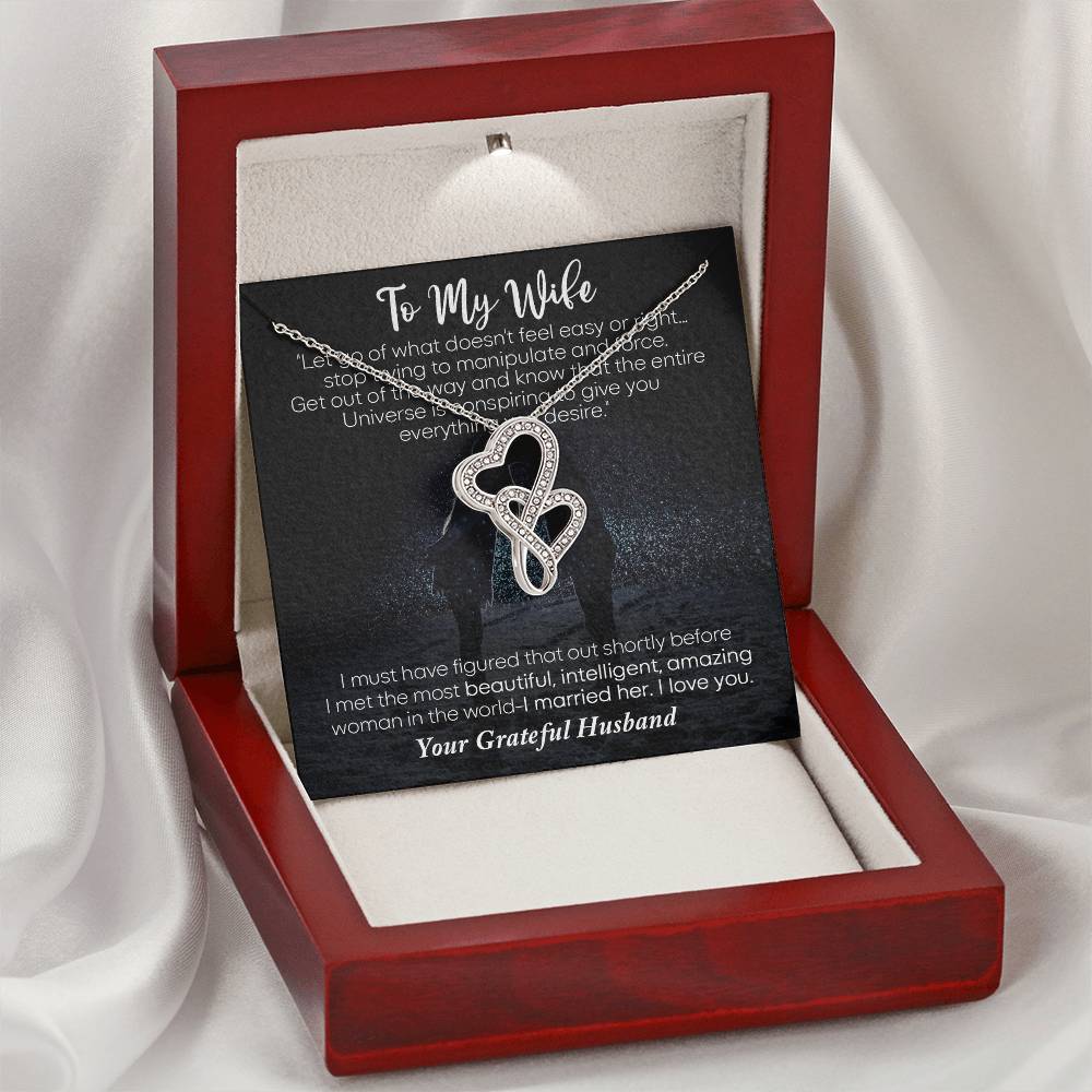 To My Wife Jewelry To My Wife Necklace Wife Necklace Gift Meaningful Jewellery Wishbone Necklace Anniversary Jewellery Double Hearts Necklace