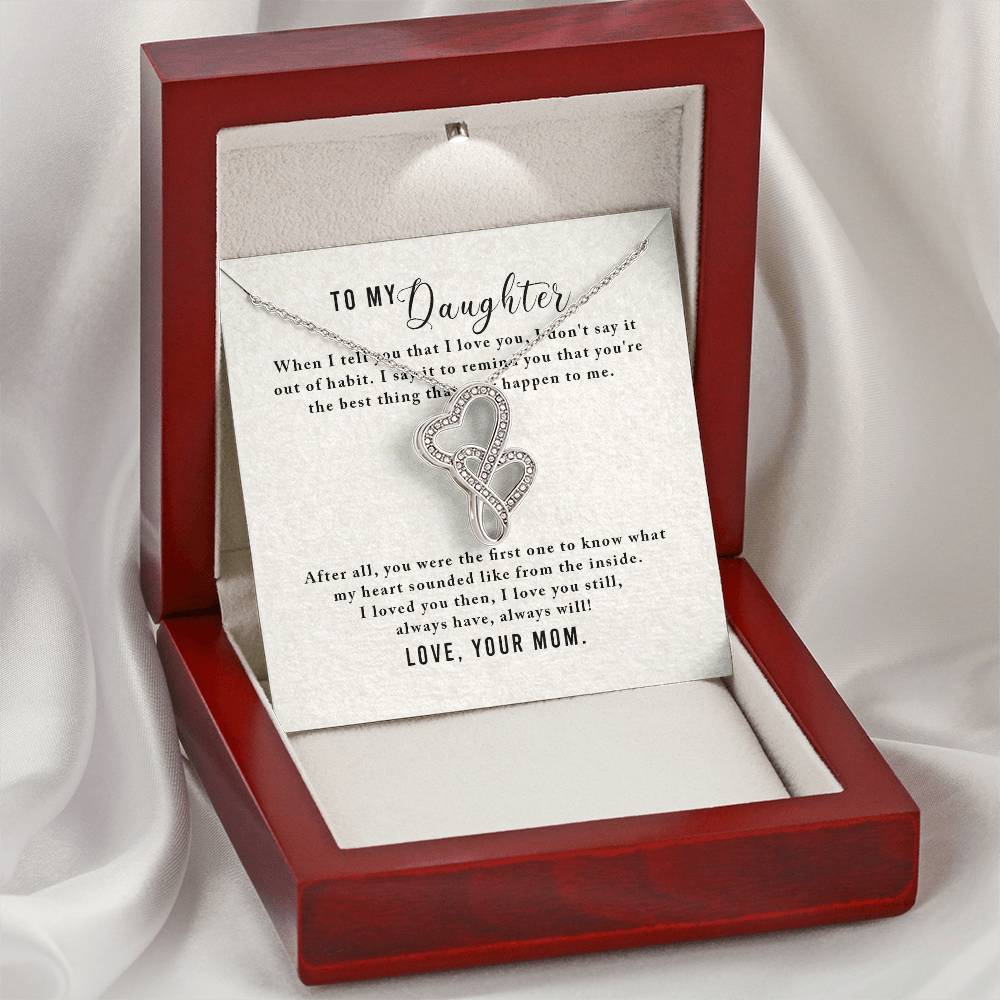 To My Daughter 1 Double Hearts Necklace
