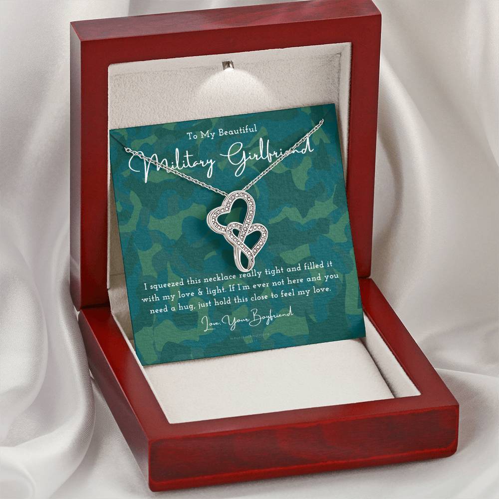 Army Girlfriend Gift Best Military Girlfriend In The World Deployment Gift Gift For Military Girlfriend Military Deplo 1 Double Hearts Necklace