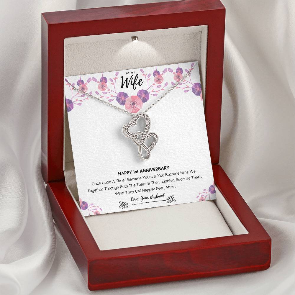 Wedding Anniversary Gift For Wife Double Hearts Necklace