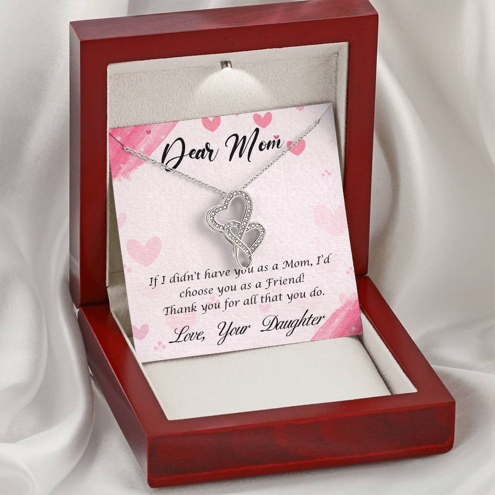 Perfect Gift For Mom - From Daughter -  Double Hearts Necklace