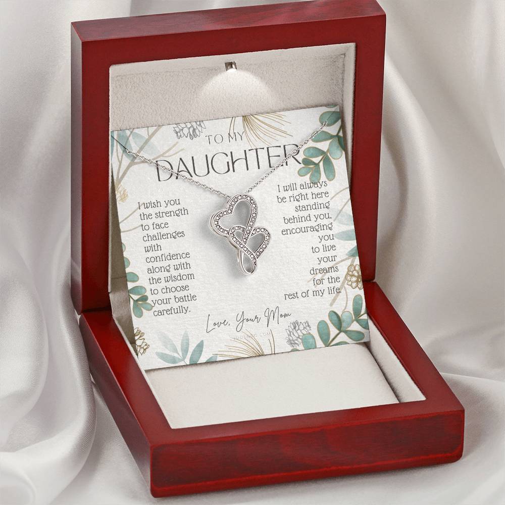 To My Daughter Live Your Dreams Necklace Gift For Daughter From Dad Daughter Birthday Graduation Christmas Present Double Hearts Necklace