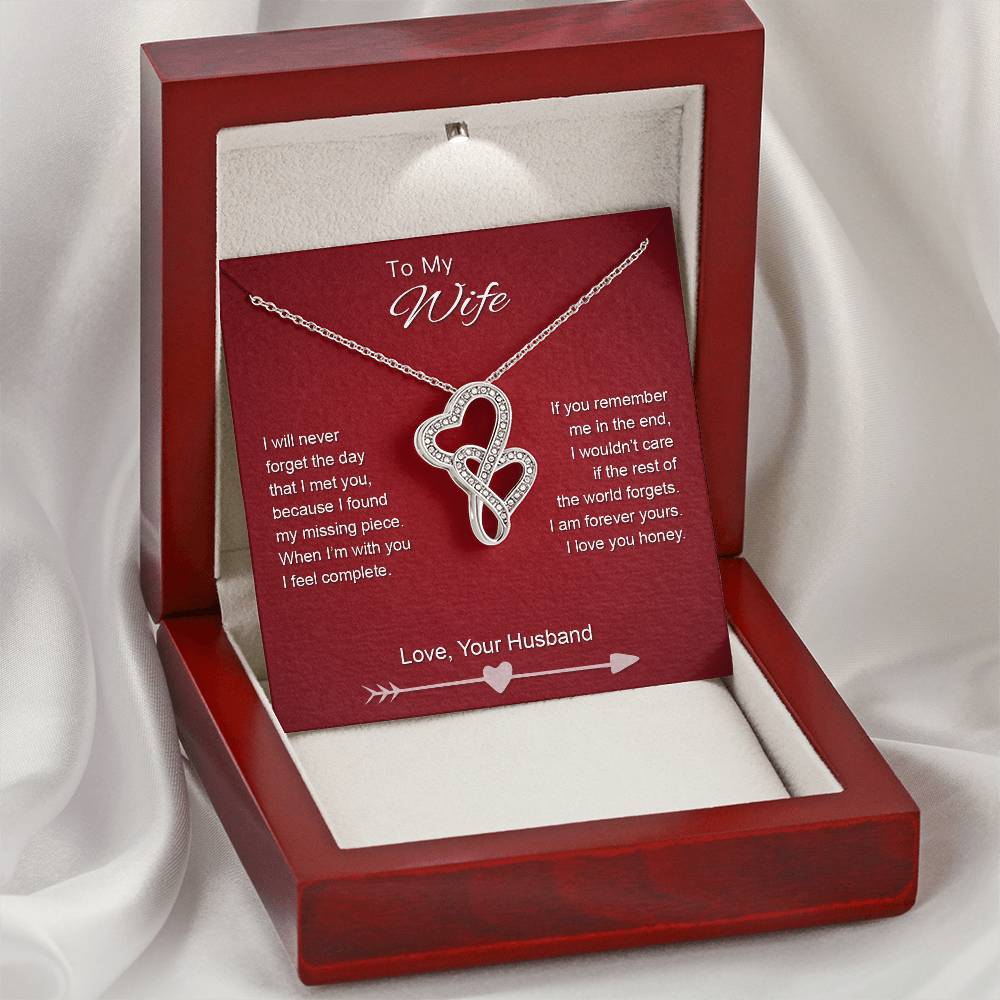 To My Wife - Missing Piece - Necklace Double Hearts Necklace
