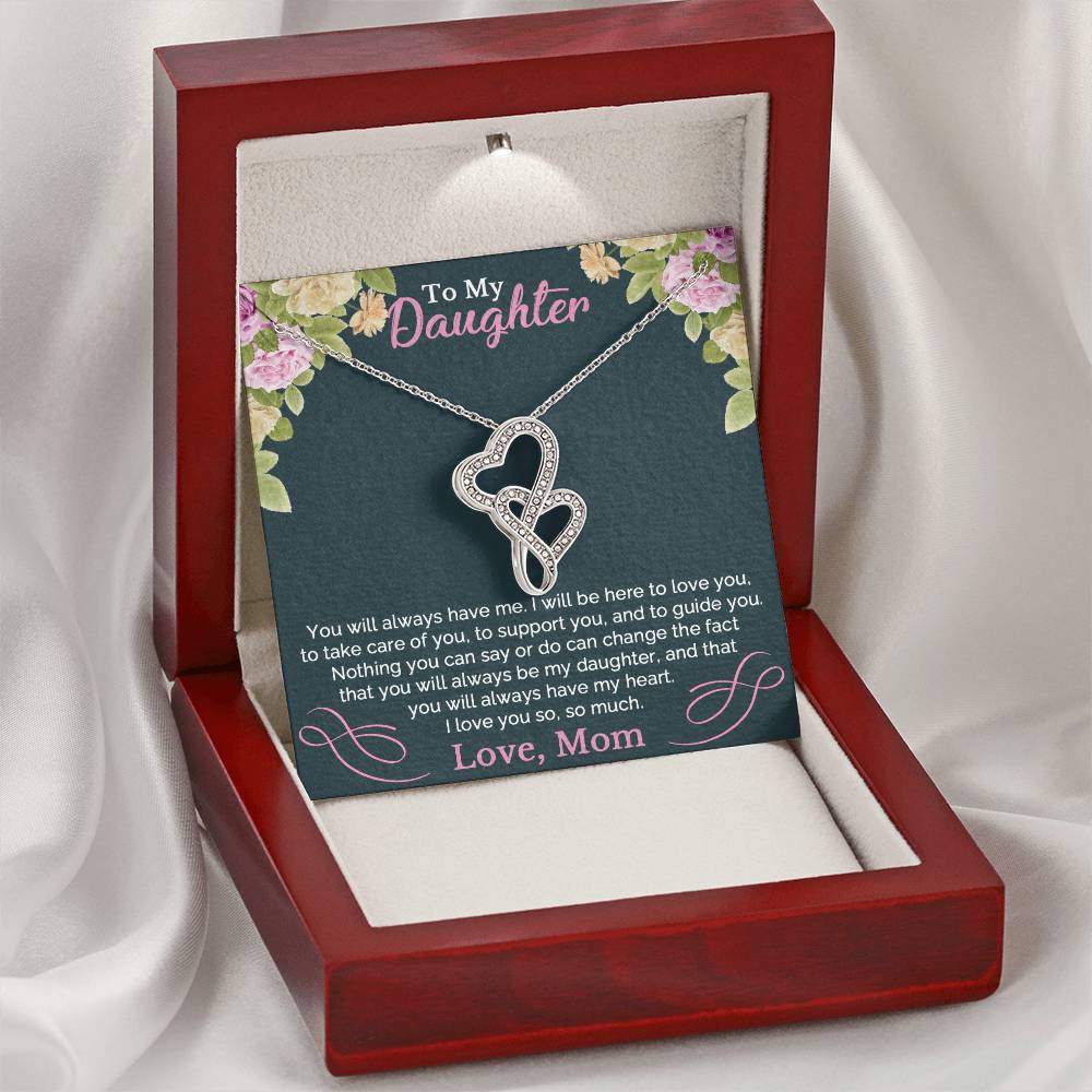 To My Daughter Necklace From Mom Double Hearts Necklace