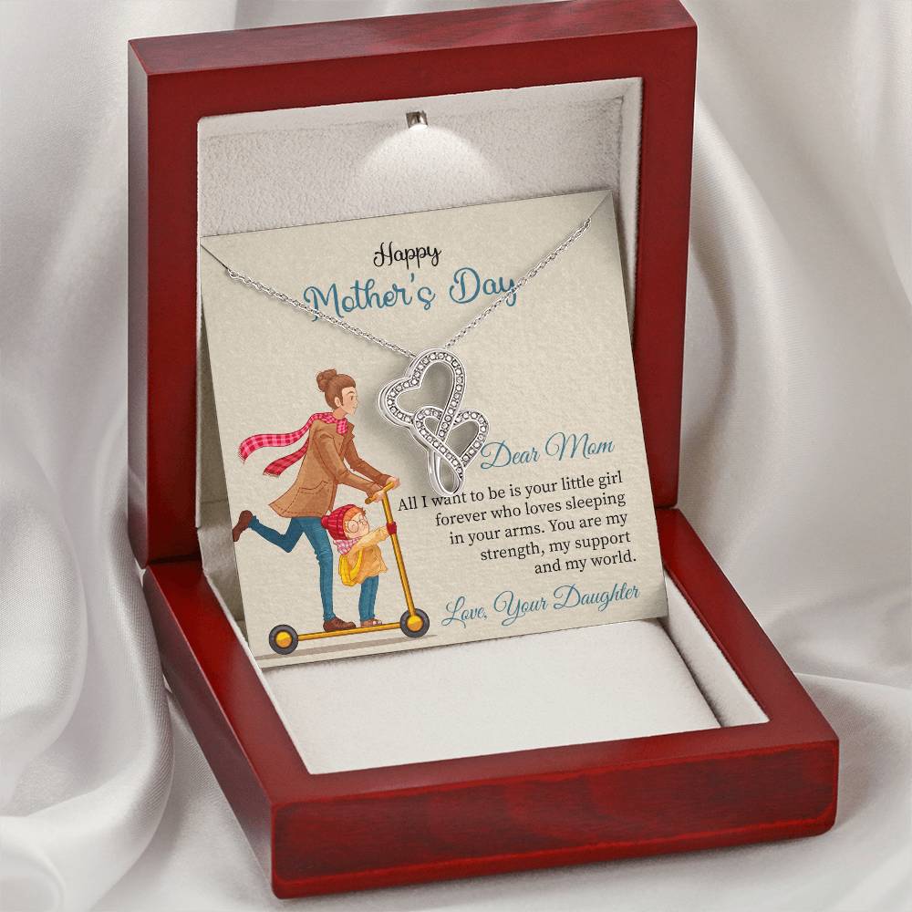 Mother's Day Daughter To Mother My World Heart To Heart Double Hearts Necklace