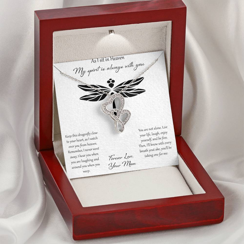 As I Sit In Heaven My Spirit Is Always With You - Mom Double Hearts Necklace