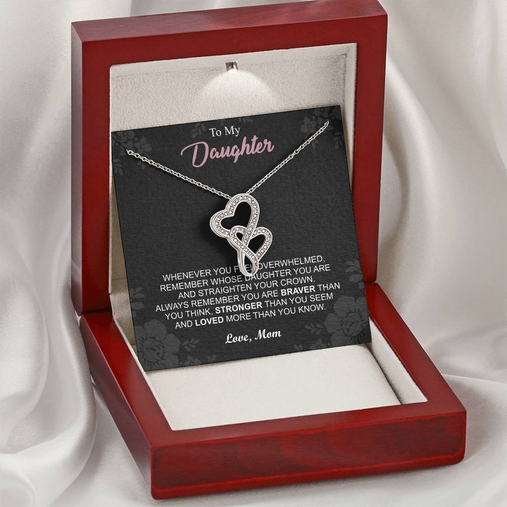 To My Daughter Necklace - Mom To Daughter Double Heart Necklace Gift - Mom And Daughter Always Remember Gift From Mom  6 Double Hearts Necklace