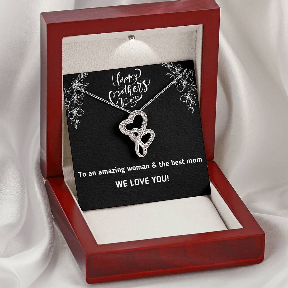 Mother's Day Gift. Forever Love Necklace For The Best Mom And Wife Ever. Double Hearts Necklace